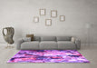 Machine Washable Abstract Purple Contemporary Area Rugs in a Living Room, wshcon1142pur