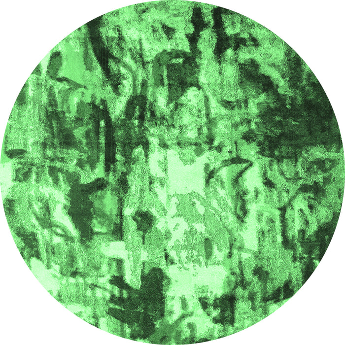 Round Abstract Emerald Green Contemporary Rug, con1142emgrn