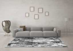 Machine Washable Abstract Gray Contemporary Rug in a Living Room,, wshcon1142gry