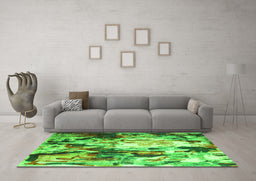 Machine Washable Abstract Green Contemporary Area Rugs in a Living Room,, wshcon1142grn