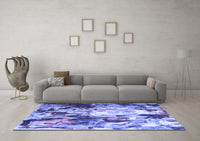 Machine Washable Abstract Blue Contemporary Rug, wshcon1142blu