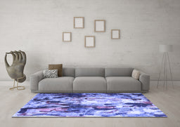 Machine Washable Abstract Blue Contemporary Rug in a Living Room, wshcon1142blu