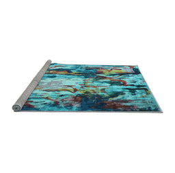 Sideview of Machine Washable Abstract Light Blue Contemporary Rug, wshcon1142lblu