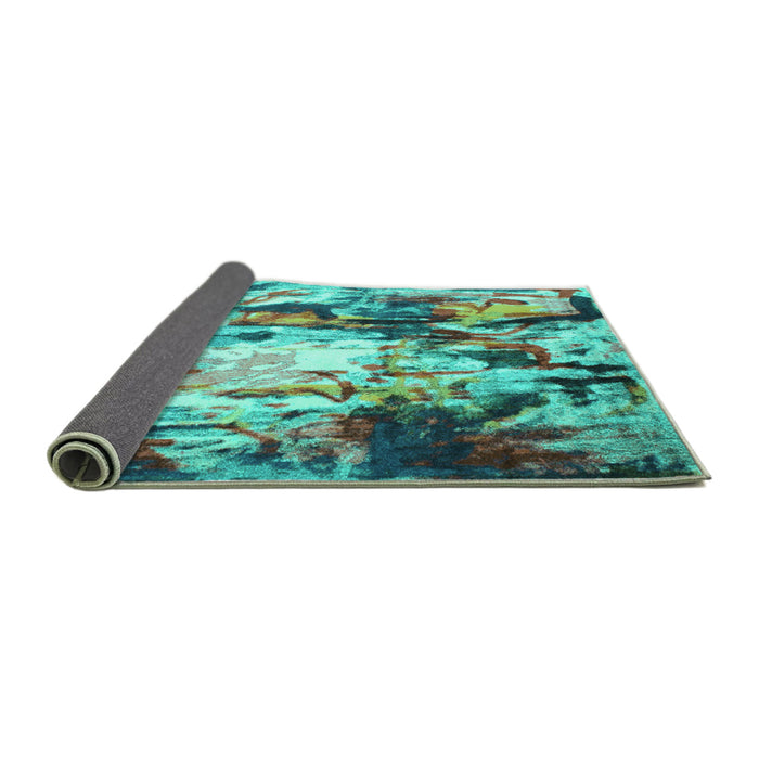 Sideview of Abstract Turquoise Contemporary Rug, con1142turq