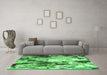 Machine Washable Abstract Emerald Green Contemporary Area Rugs in a Living Room,, wshcon1142emgrn