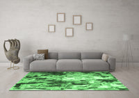 Machine Washable Abstract Emerald Green Contemporary Rug, wshcon1142emgrn
