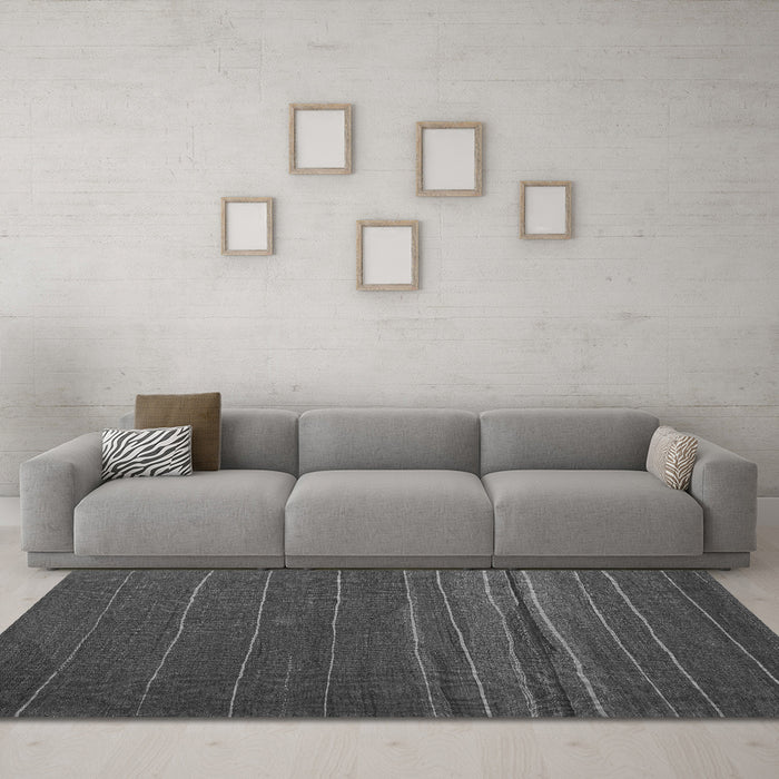 Machine Washable Abstract Gray Contemporary Rug in a Living Room,, wshcon1143gry