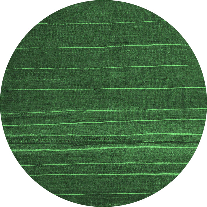 Round Machine Washable Abstract Emerald Green Contemporary Area Rugs, wshcon1143emgrn