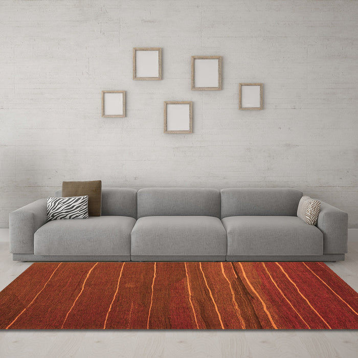 Machine Washable Abstract Orange Contemporary Area Rugs in a Living Room, wshcon1143org