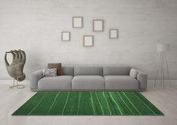 Machine Washable Abstract Emerald Green Contemporary Area Rugs in a Living Room,, wshcon1143emgrn