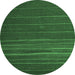 Round Abstract Emerald Green Contemporary Rug, con1143emgrn