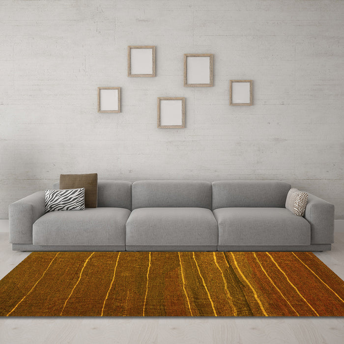 Machine Washable Abstract Yellow Contemporary Rug in a Living Room, wshcon1143yw
