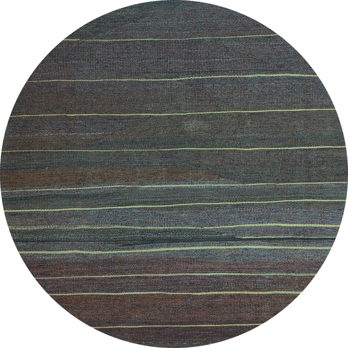 Round Abstract Light Blue Contemporary Rug, con1143lblu
