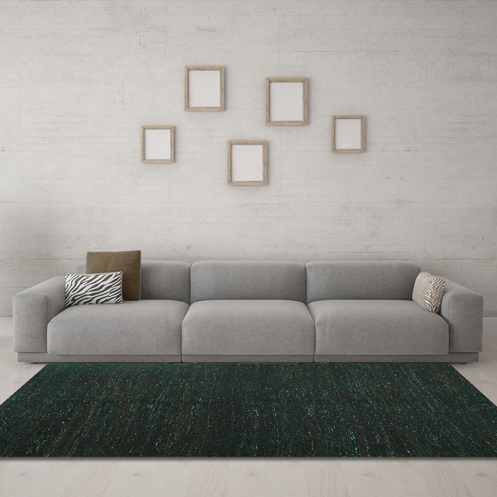 Machine Washable Abstract Turquoise Contemporary Area Rugs in a Living Room,, wshcon1144turq