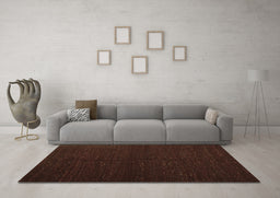 Machine Washable Abstract Brown Contemporary Rug in a Living Room,, wshcon1144brn