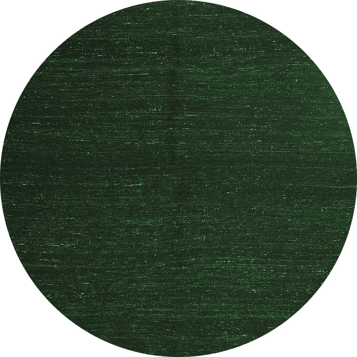 Round Machine Washable Abstract Emerald Green Contemporary Area Rugs, wshcon1144emgrn