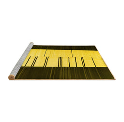 Sideview of Machine Washable Abstract Yellow Contemporary Rug, wshcon1145yw