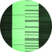 Round Machine Washable Abstract Emerald Green Contemporary Area Rugs, wshcon1145emgrn