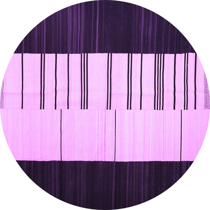 Round Machine Washable Abstract Purple Contemporary Area Rugs, wshcon1145pur