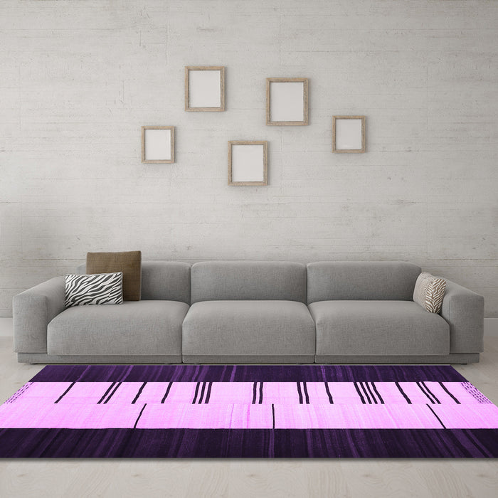 Machine Washable Abstract Purple Contemporary Area Rugs in a Living Room, wshcon1145pur
