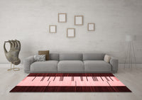 Machine Washable Abstract Red Contemporary Rug, wshcon1145red