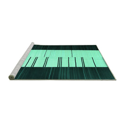 Sideview of Machine Washable Abstract Turquoise Contemporary Area Rugs, wshcon1145turq