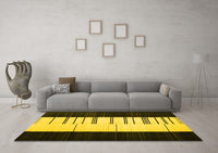 Machine Washable Abstract Yellow Contemporary Rug, wshcon1145yw