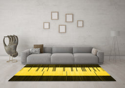 Machine Washable Abstract Yellow Contemporary Rug in a Living Room, wshcon1145yw