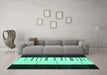 Machine Washable Abstract Turquoise Contemporary Area Rugs in a Living Room,, wshcon1145turq