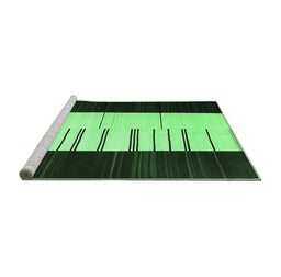 Sideview of Machine Washable Abstract Emerald Green Contemporary Area Rugs, wshcon1145emgrn