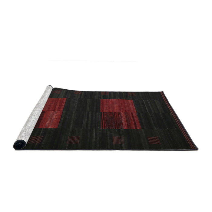 Serging Thickness of Machine Washable Contemporary Charcoal Black Rug, wshcon1146