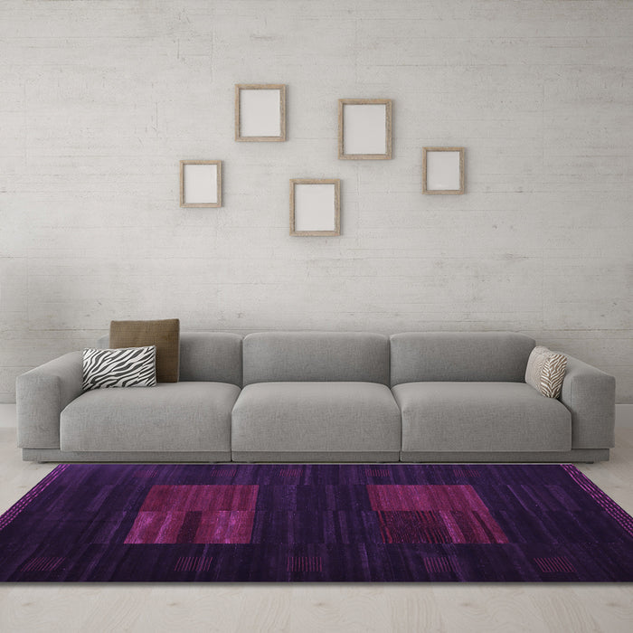 Machine Washable Abstract Purple Contemporary Area Rugs in a Living Room, wshcon1146pur