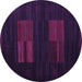 Round Abstract Purple Contemporary Rug, con1146pur