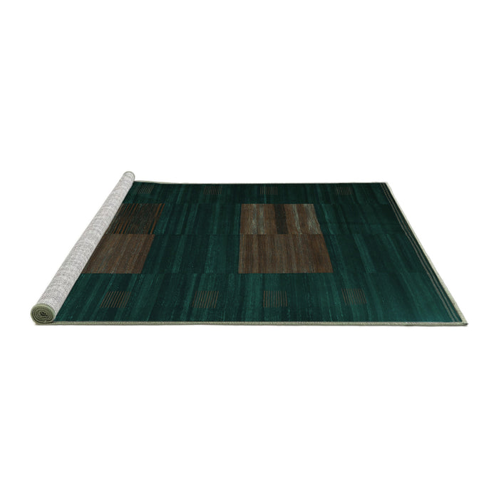 Sideview of Machine Washable Abstract Turquoise Contemporary Area Rugs, wshcon1146turq