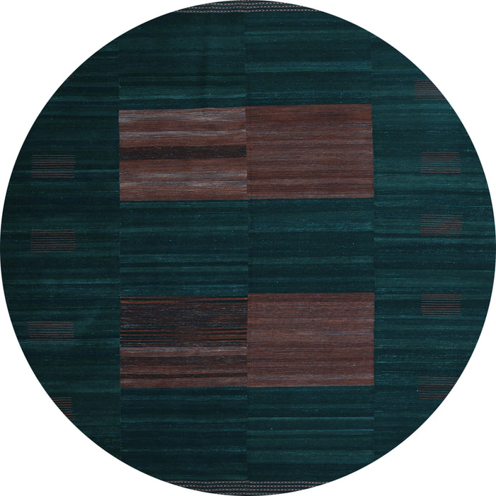 Round Abstract Light Blue Contemporary Rug, con1146lblu
