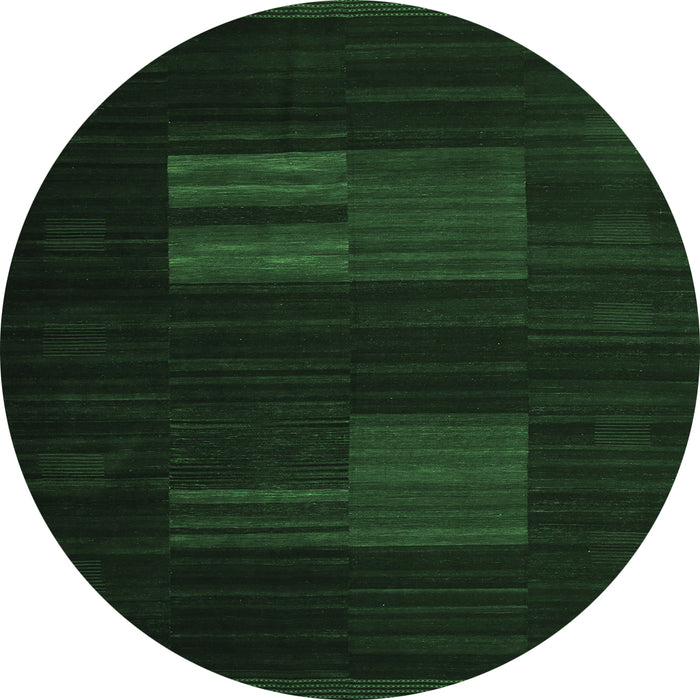 Round Abstract Emerald Green Contemporary Rug, con1146emgrn