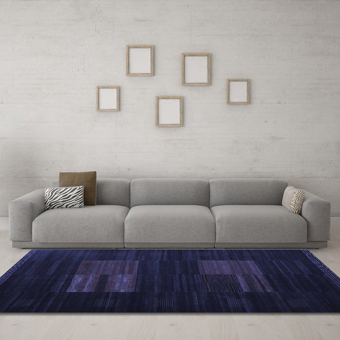 Machine Washable Abstract Blue Contemporary Rug in a Living Room, wshcon1146blu