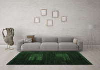 Machine Washable Abstract Emerald Green Contemporary Rug, wshcon1146emgrn