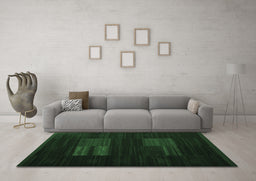 Machine Washable Abstract Emerald Green Contemporary Area Rugs in a Living Room,, wshcon1146emgrn