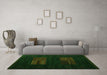 Machine Washable Abstract Green Contemporary Area Rugs in a Living Room,, wshcon1146grn