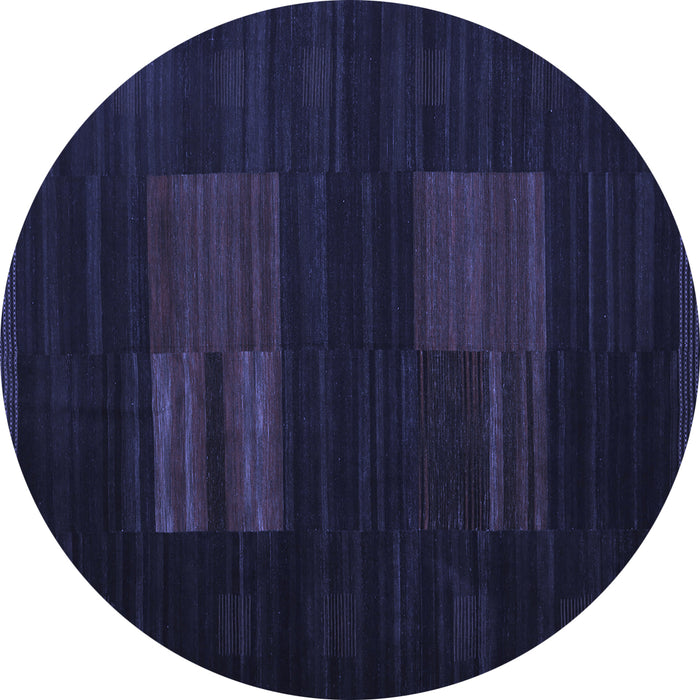 Round Abstract Blue Contemporary Rug, con1146blu