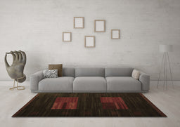 Machine Washable Abstract Brown Contemporary Rug in a Living Room,, wshcon1146brn