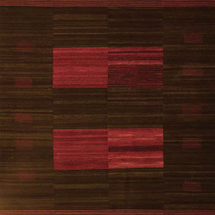 Serging Thickness of Abstract Orange Contemporary Rug, con1146org