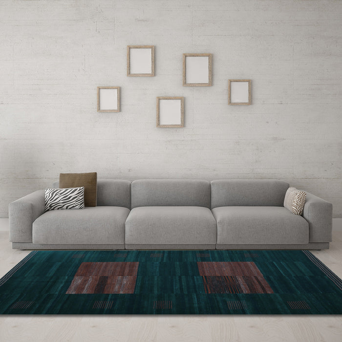 Machine Washable Abstract Light Blue Contemporary Rug in a Living Room, wshcon1146lblu