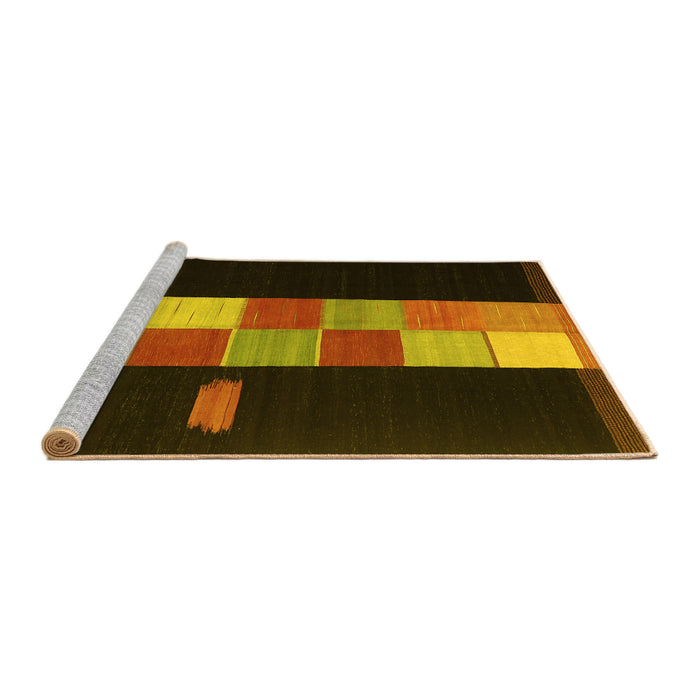 Sideview of Machine Washable Abstract Yellow Contemporary Rug, wshcon1147yw