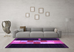 Machine Washable Abstract Purple Contemporary Area Rugs in a Living Room, wshcon1147pur