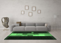 Machine Washable Abstract Emerald Green Contemporary Rug, wshcon1147emgrn