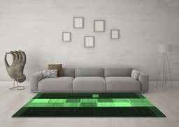 Machine Washable Abstract Emerald Green Contemporary Area Rugs in a Living Room,, wshcon1147emgrn