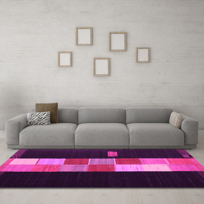 Machine Washable Abstract Pink Contemporary Rug in a Living Room, wshcon1147pnk