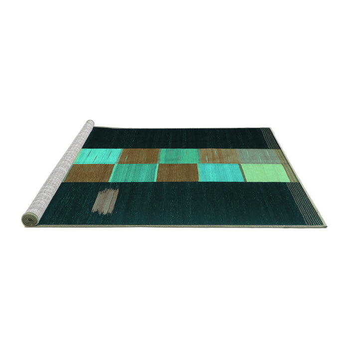 Sideview of Machine Washable Abstract Turquoise Contemporary Area Rugs, wshcon1147turq